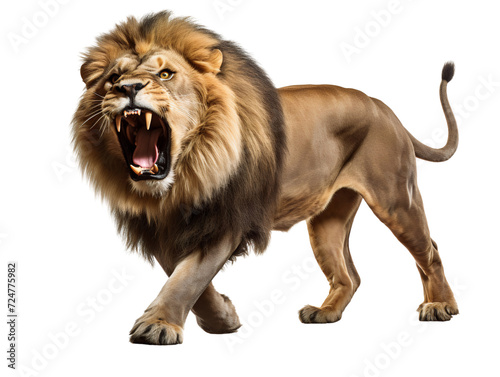 A Majestic Lion Roaring, isolated on a transparent or white background © Aleksandr