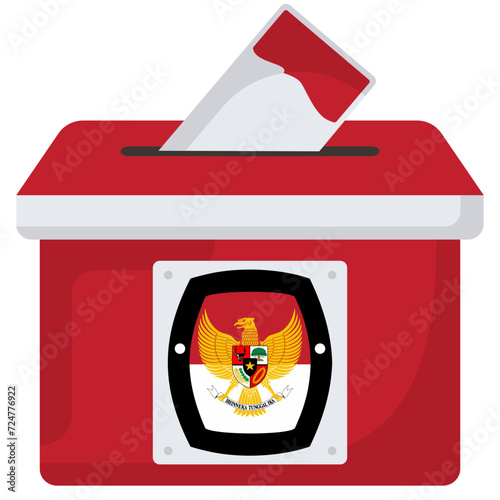 Indonesia election vote box election illustration vector KPU or pilkada 2024 isolated on white background. photo