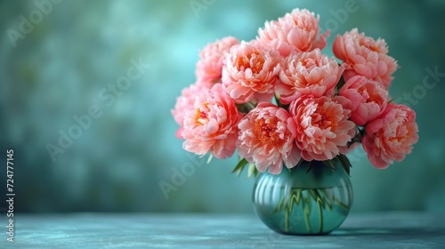  a vase filled with pink flowers sitting on top of a table next to a green vase filled with pink flowers on top of a table next to a green wall.