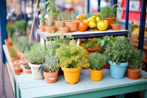 bright, fresh herbs in small planters for sale