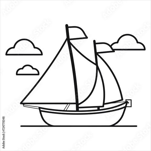 coloring page boat illustration