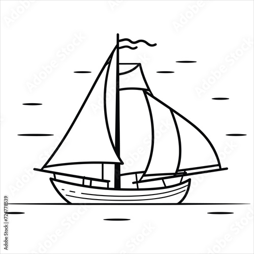 coloring page boat illustration
