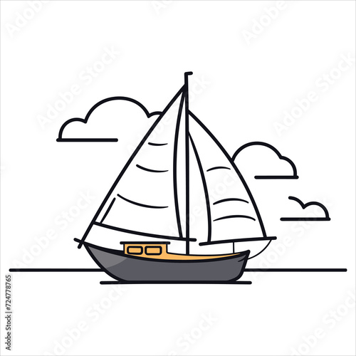 coloring page boat illustration
