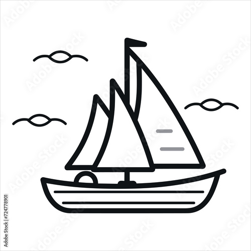 coloring page boat illustration
