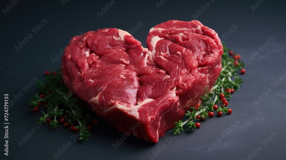 Two pieces of raw meat on a black surface. Suitable for food photography or cooking-related projects