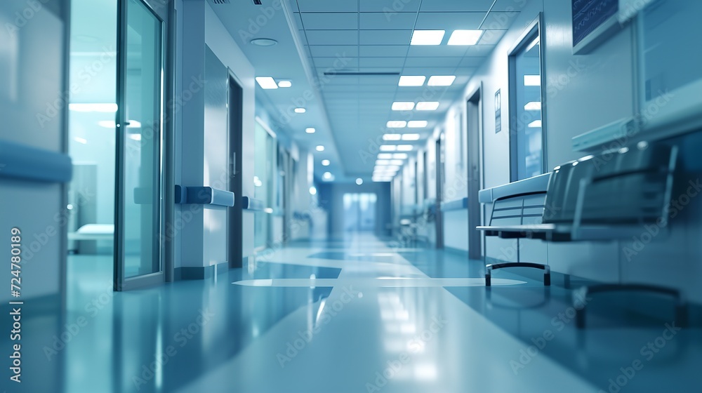 Blurred interior of hospital on world health day