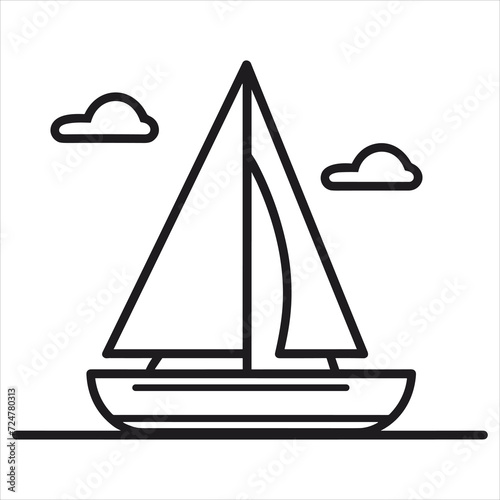 coloring page boat illustration