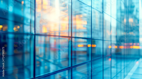 Blurred glass wall of modern business office building as background photo