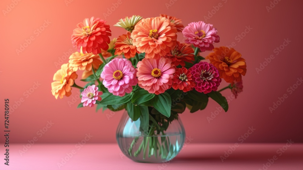 a vase filled with lots of colorful flowers on a pink table top with a pink wall behind it and a pink wall behind the vase with a bunch of flowers in it. a vase filled with lots of colorful flowers on a pink table top with a pink wall behind it and a pink wall behind the vase with a bunch of flowers in it.