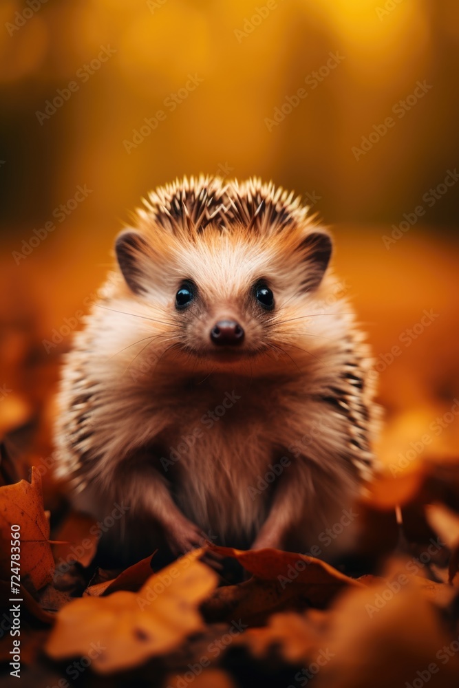 A small hedge sitting on top of a pile of leaves. Great for autumn-themed designs and nature illustrations A small hedge sitting on top of a pile of leaves. Great for autumn-themed designs and nature illustrations