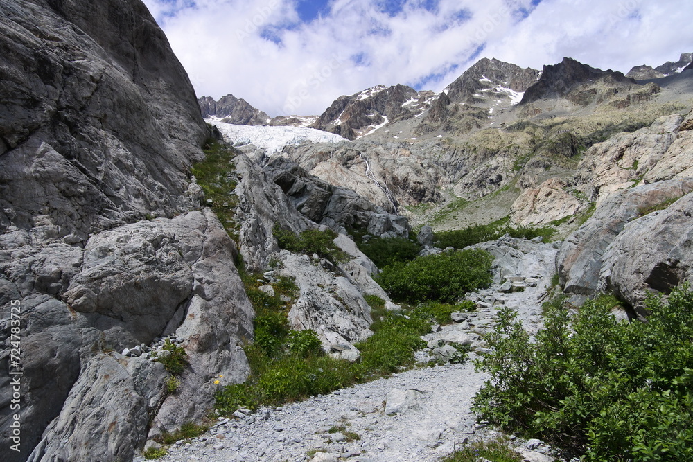 Wasserfall am Gletscher Glacier Blanc	