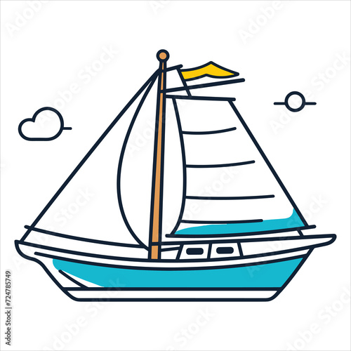 coloring page boat illustration