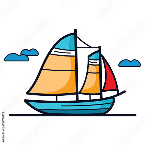 coloring page boat illustration