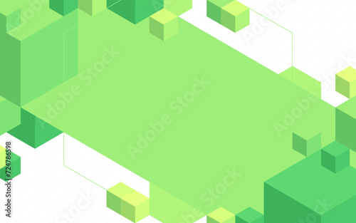 緑色のキューブの幾何学模様の背景
