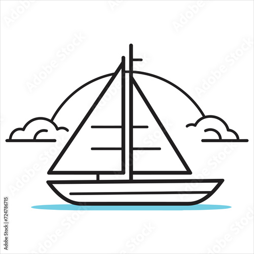 coloring page boat illustration