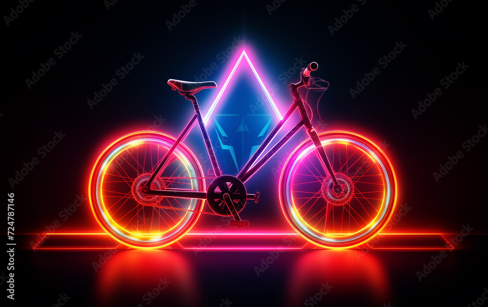 Fototapeta premium light silhouette of a bicycle on a black background