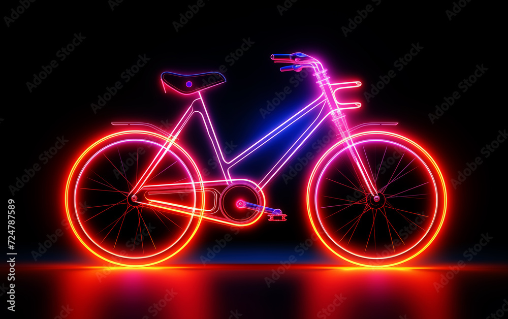Fototapeta premium light silhouette of a bicycle on a black background
