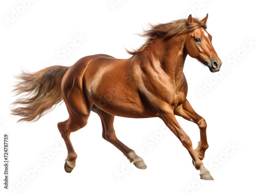 Graceful Horse Galloping  isolated on a transparent or white background