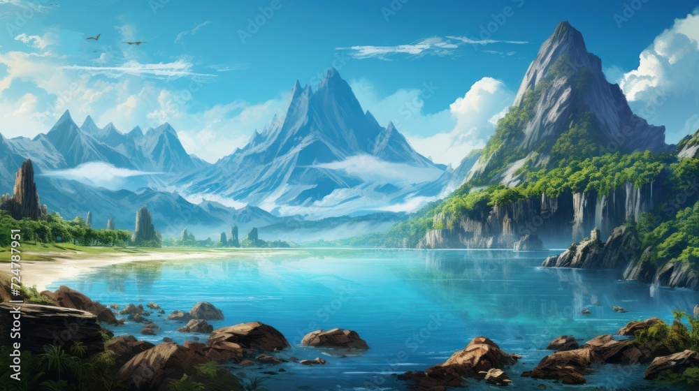 A beautiful RPG world to which you want to move and admire its beauty and breathtaking views game art A beautiful RPG world to which you want to move and admire its beauty and breathtaking views game art