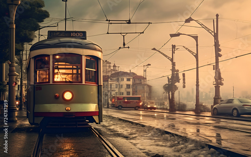 Tramway Design Desktop Wallpaper, Ai generative