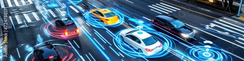 Connected cars on the road through a network