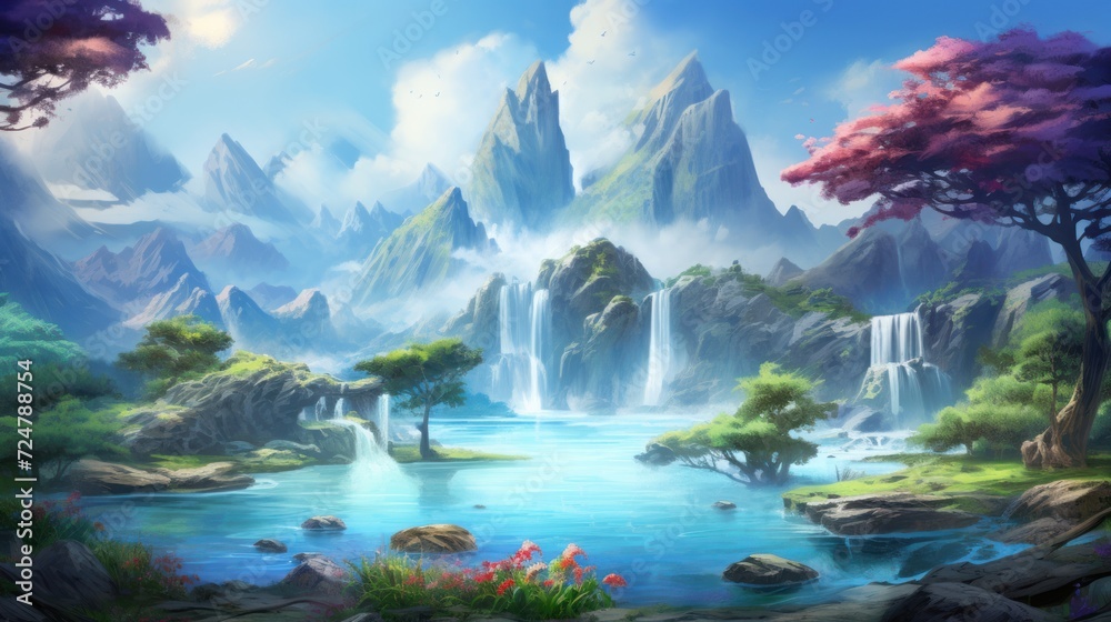 A beautiful RPG world to which you want to move and admire its beauty and breathtaking views game art
