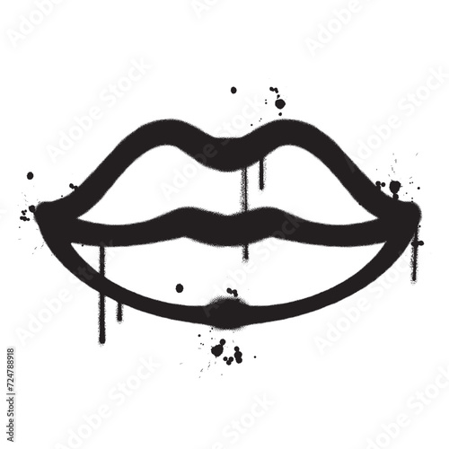 Vector graffiti spray paint sexy lips isolated vector illustration
