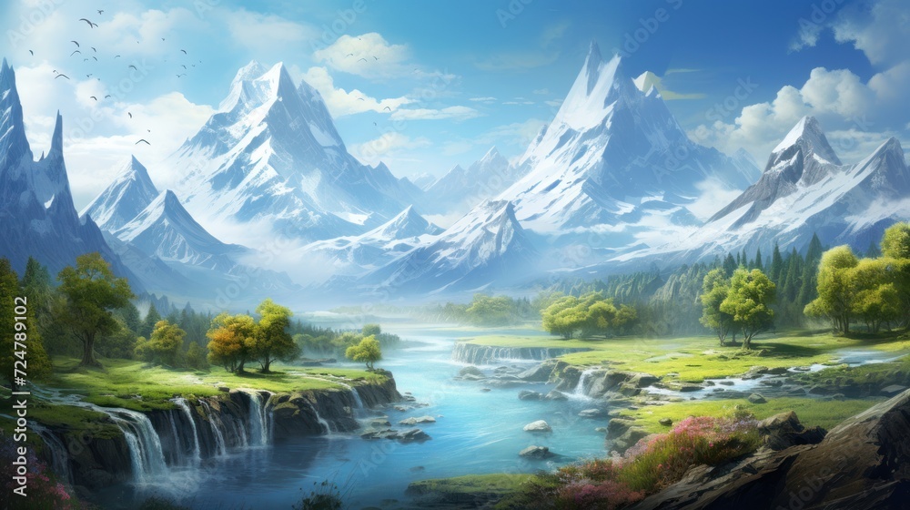 A beautiful RPG world to which you want to move and admire its beauty and breathtaking views game art A beautiful RPG world to which you want to move and admire its beauty and breathtaking views game art