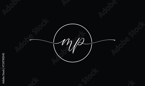 Mp luxury script logo, letter m p logo