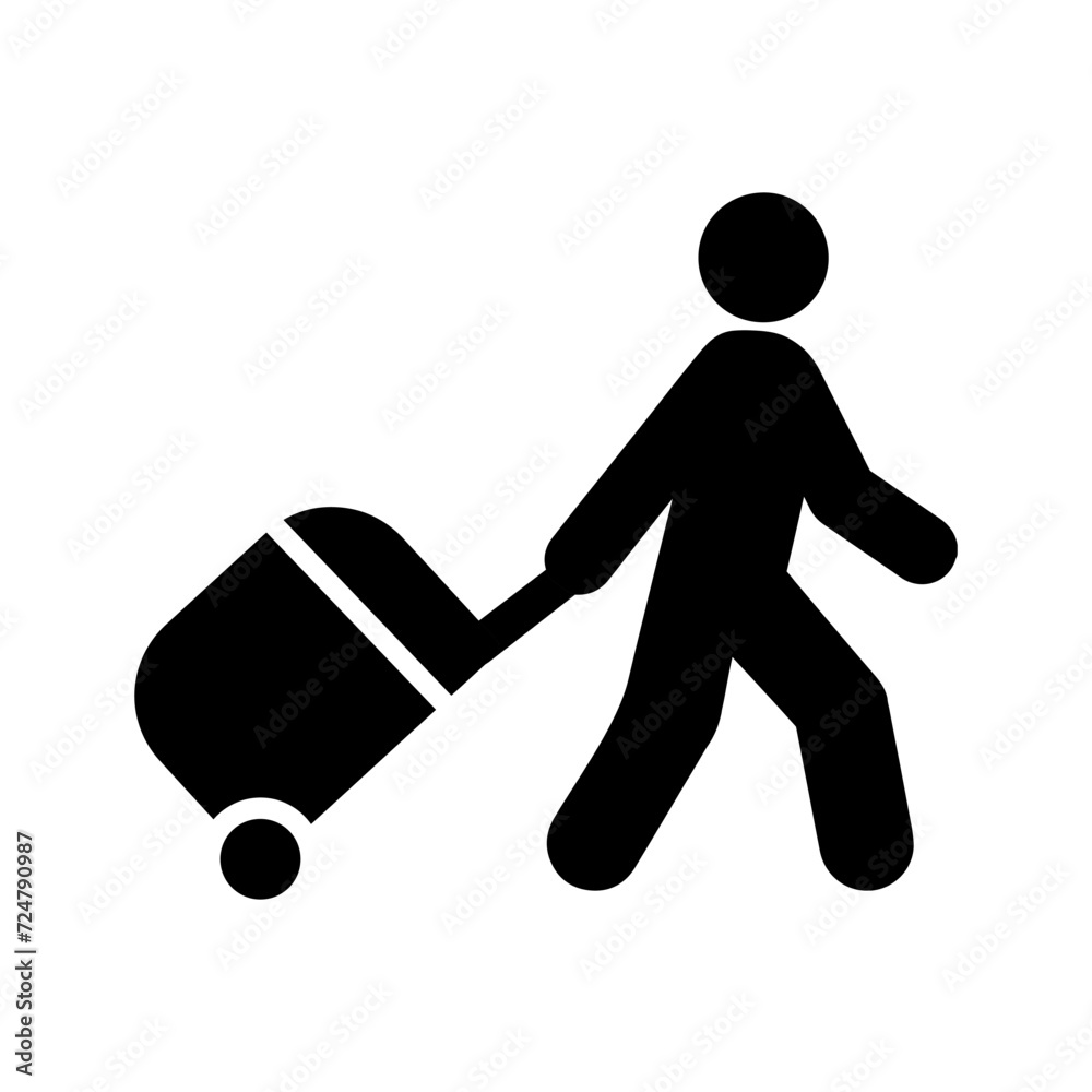 Walking with Luggage Vector Icon Walking with Luggage Vector Icon