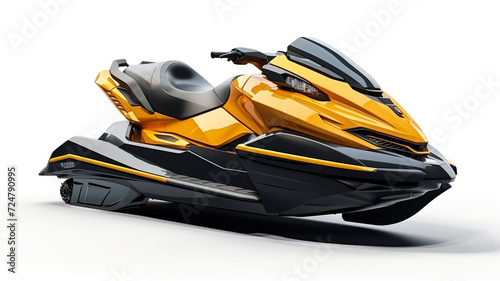 A jet ski alone against a stark white background