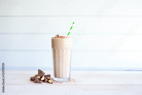 healthy version with almond milk in a chocolate milkshake photo