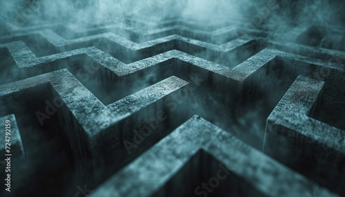 Creative abstract concrete maze background. Symbolizing the direction, the right path to success. photo