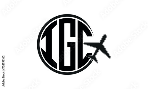 IGC three initial letter circle tour & travel agency logo design vector template. hajj Umrah agency, abstract, wordmark, business, monogram, minimalist, brand, company, flat, tourism agency, tourist photo