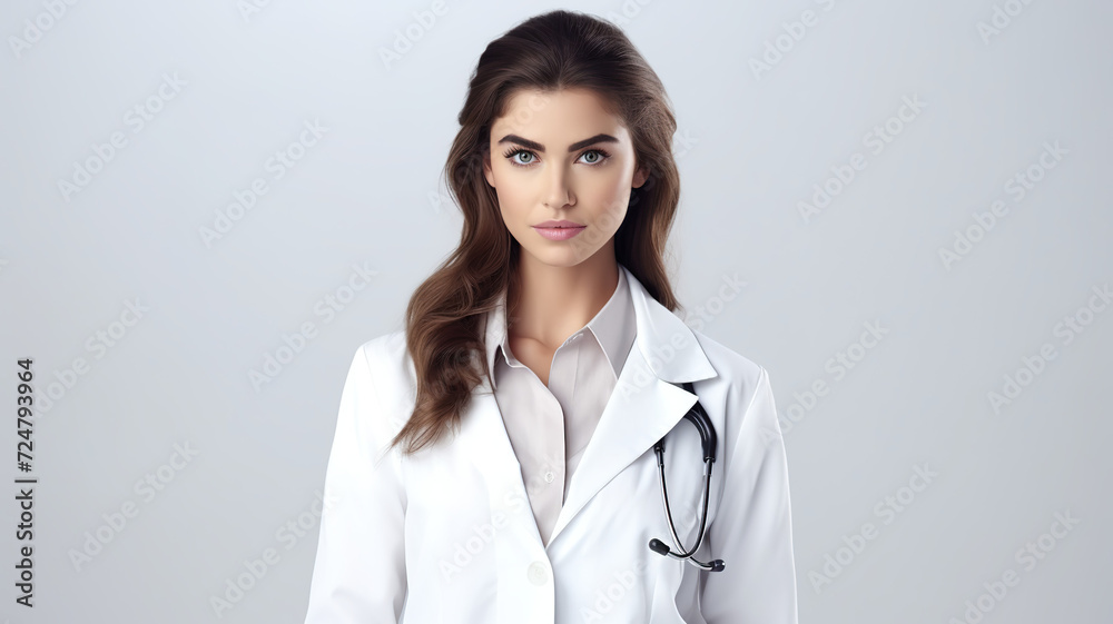 Stethoscope in the hands of a doctor wearing a white coat, isolated on a white background Stethoscope in the hands of a doctor wearing a white coat, isolated on a white background