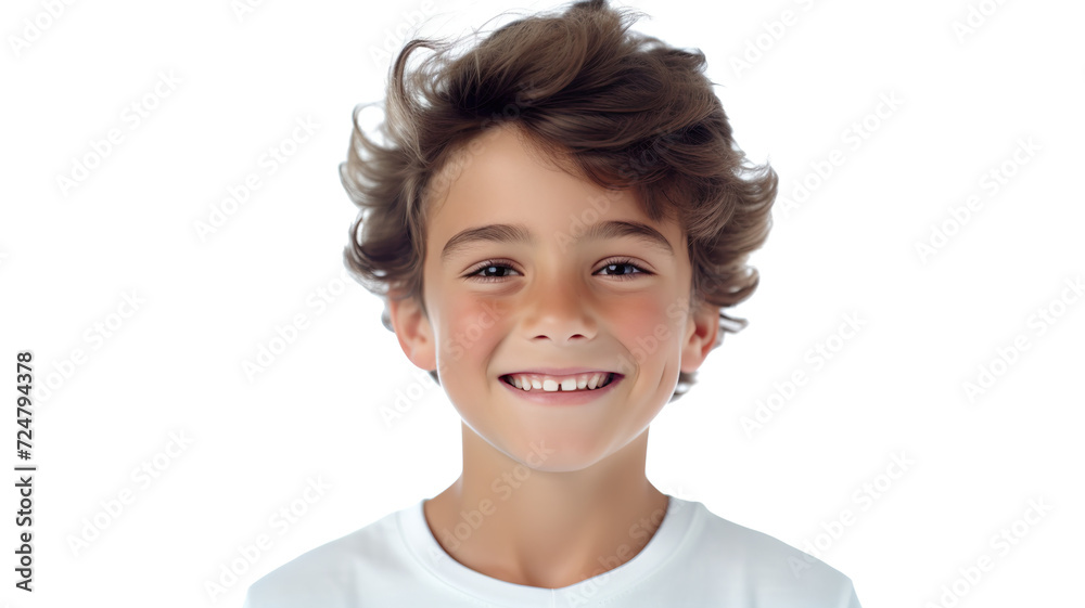 A content young child isolated on a white background A content young child isolated on a white background