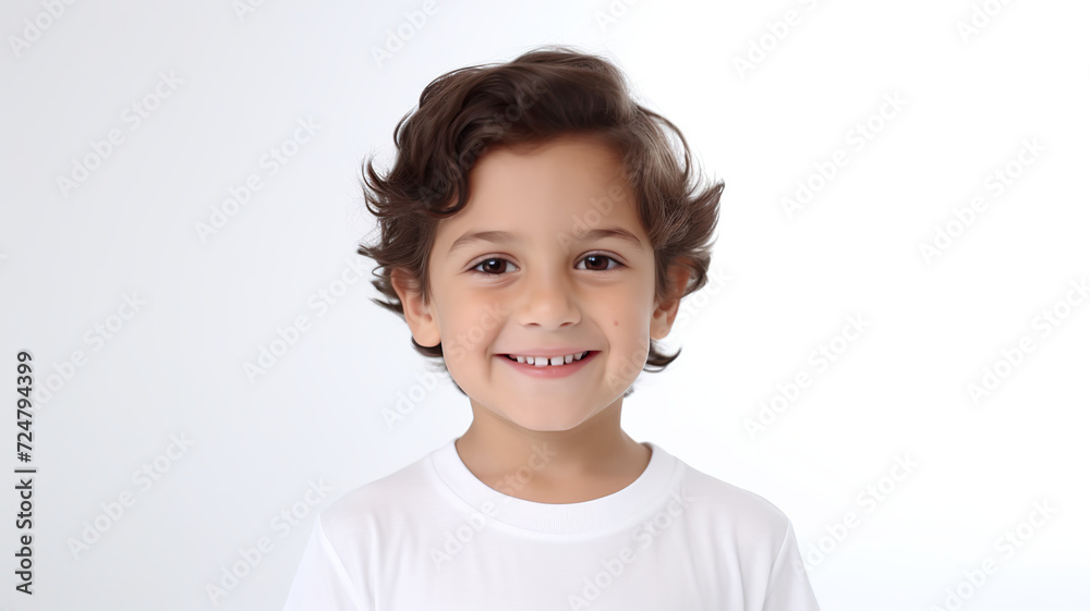 A content young child isolated on a white background A content young child isolated on a white background
