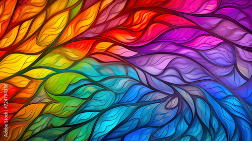 Multicolored texture. Abstract pattern on colorful background. Fantastic feathers with colored gradient. Abstract wallpaper