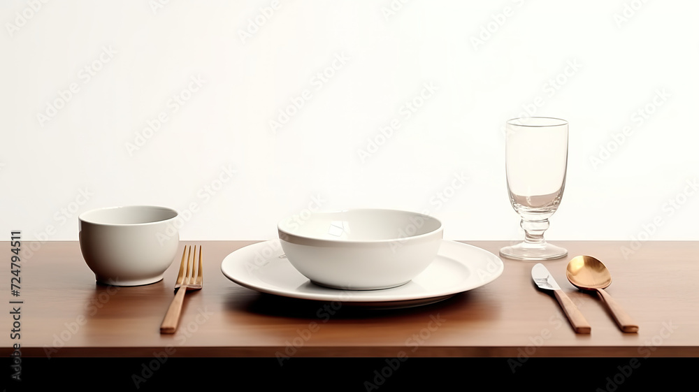 Dinner inside, isolated against a white background