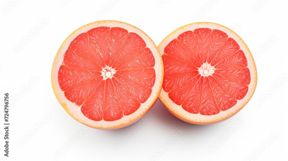 Organic grapefruit slices separated on a white background Organic grapefruit slices separated on a white background