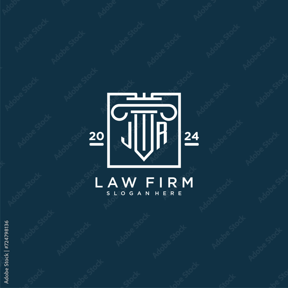 JR initial monogram logo for lawfirm with pillar design in creative square JR initial monogram logo for lawfirm with pillar design in creative square