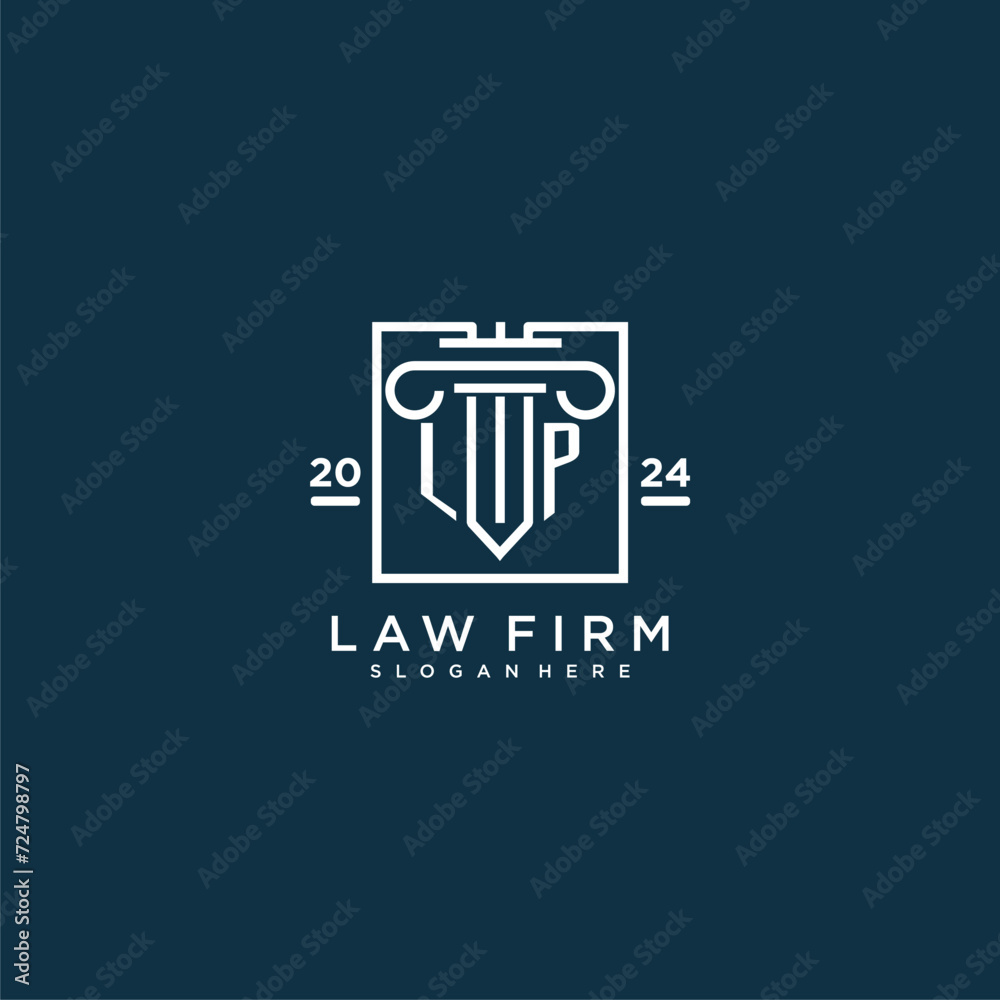LP initial monogram logo for lawfirm with pillar design in creative square LP initial monogram logo for lawfirm with pillar design in creative square