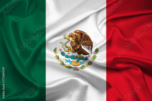 Flag Of Mexico, Mexico flag, National flag of Mexico. fabric flag of Mexico. photo