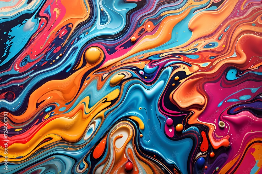 Abstract And Colorful Fluid Art Background Texture, created by ai generated