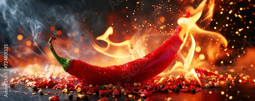 Burning chili pepper. Hot and spicy scoville concept.