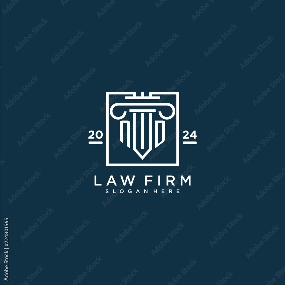ND initial monogram logo for lawfirm with pillar design in creative square