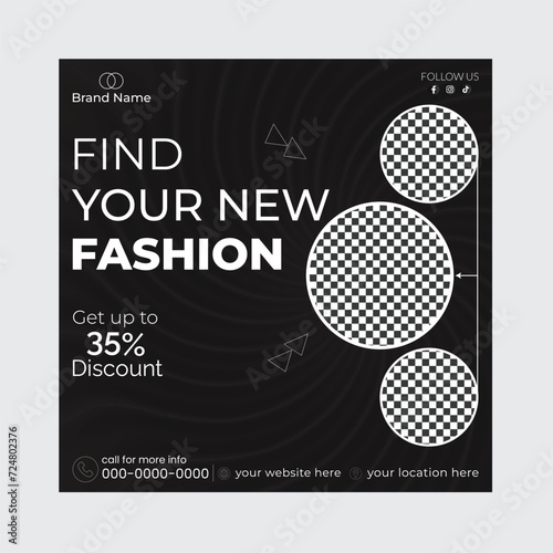 Fashion social media post design and template Instagram fashion mobile post design