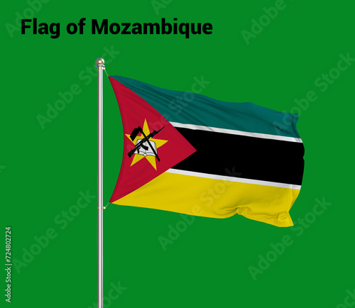 Flag Of Mozambique  Mozambique flag  National flag of Mozambique. pole flag of Mozambique