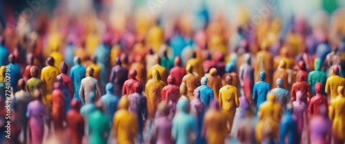 Colorful figurines representing a diverse crowd.