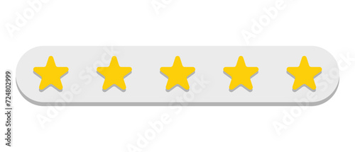 Star rating five icon. Flat illustration web design.